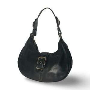 Coach Hamptons Hobo 7548 Buckle Front Shoulder Handbag Black